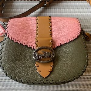 Coach Georgie Saddle Crossbody Purse Shoulder Bag In Colorblock With Whipstitch